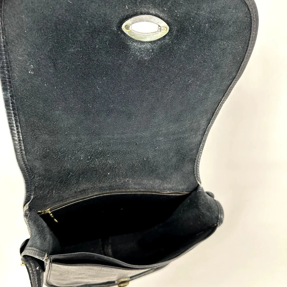 Vintage Coach Legacy Small Flap Crossbody 70s NYC Bag Turn Lock Leather Black - Image 7