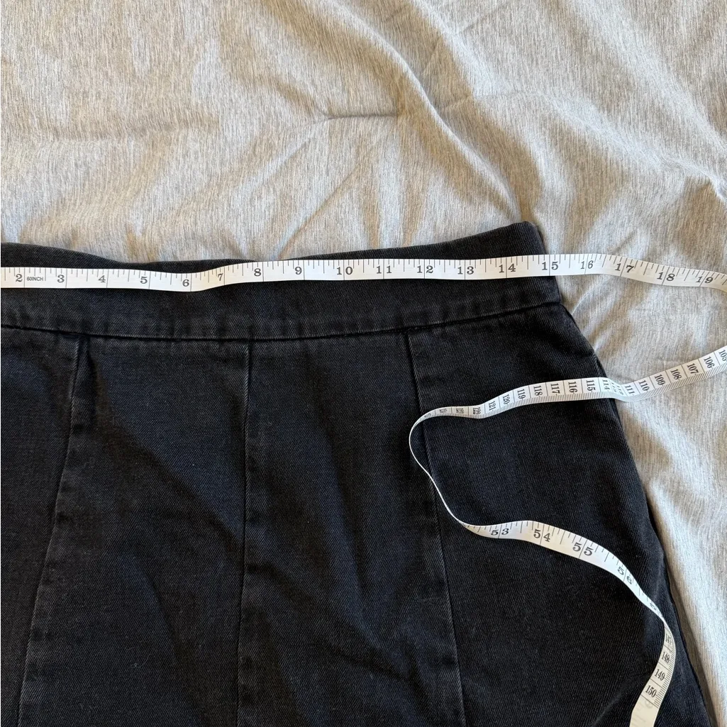 Topshop MOTO Denim Mini Skirt A-Line Zip Back Retro Jean 10 Black Academia - Image 6