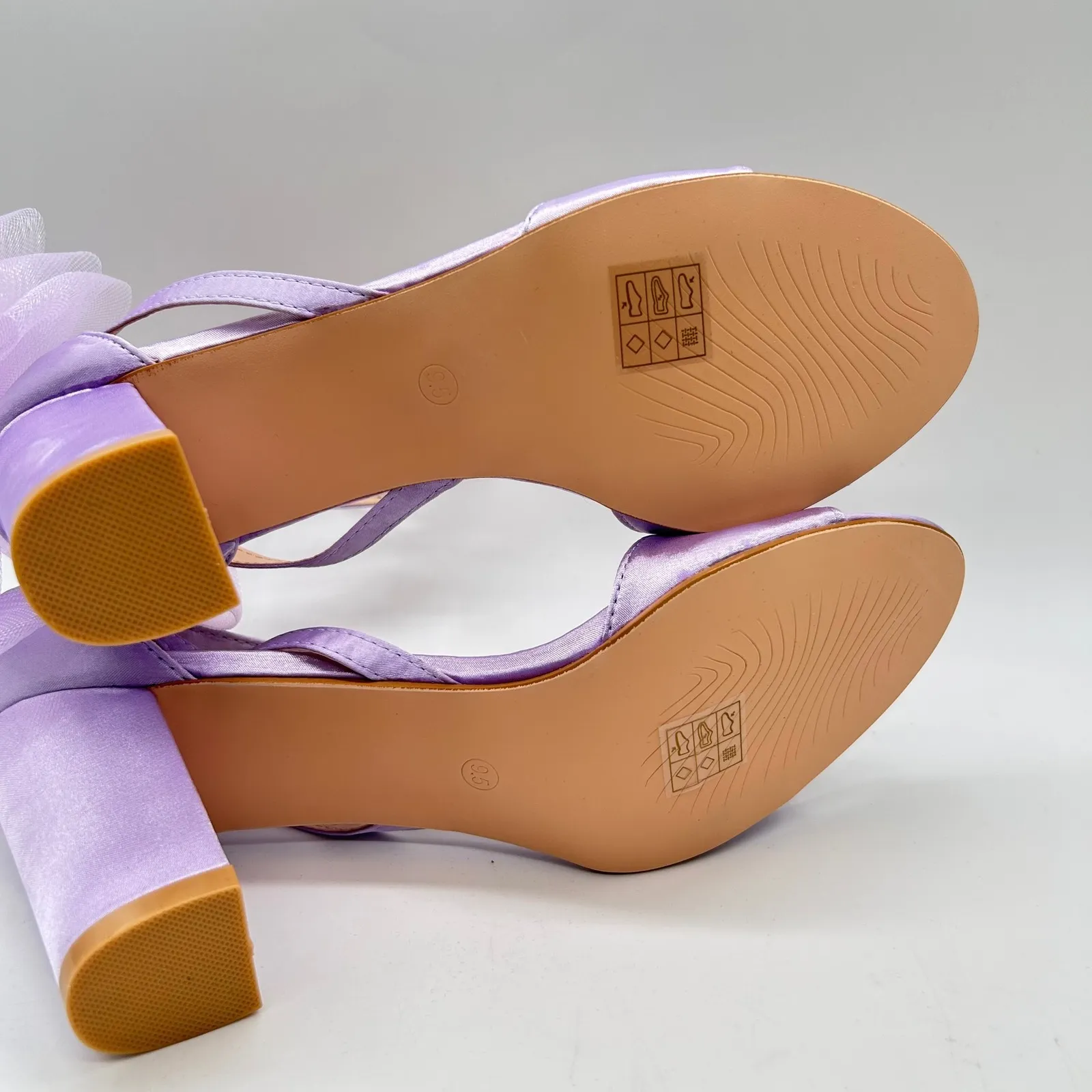 New Allegra K Purple Lilac Heels Women 9.5 Tulle Bow Ankle Strap‎ Sandals - Image 9