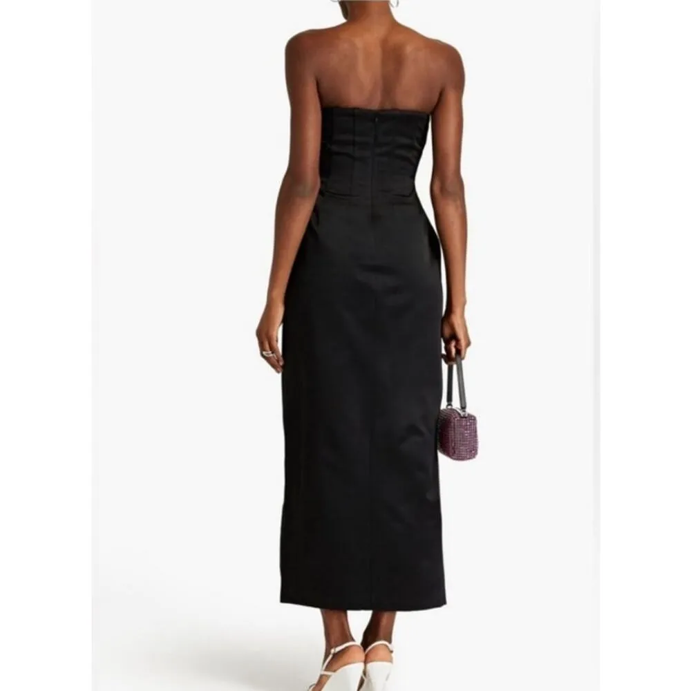 Sara Battaglia Strapless Duchesse Satin Maxi Dress Black Size 38 US 2 NWT - Image 2