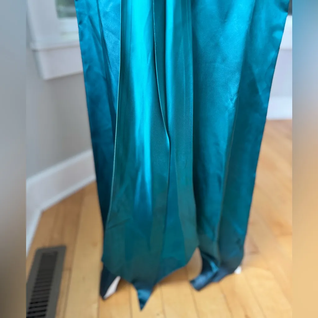 Vintage 80s Dk Green Satin Backless Oversized Bow Floor Length Prom Dress AS IS Size undefined - Image 13