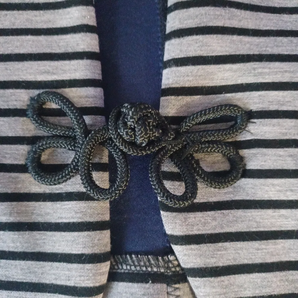 Rachel Roy Medium Knit Blazer Jacket Grey Black Stripe Stretch Gray - Image 3