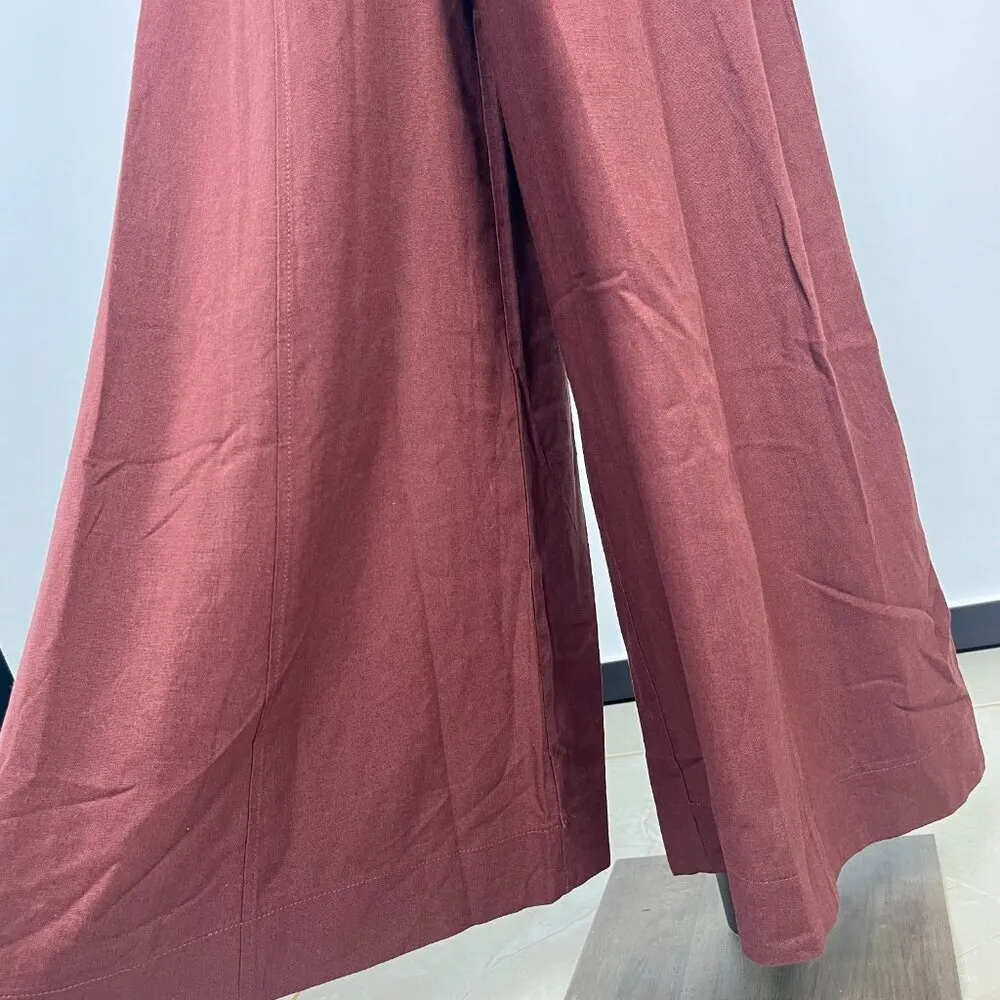 NWOT Farm Rio Linen Blend Sleeveless Halter Wide Leg Jumpsuit Sz S Brown - Image 4