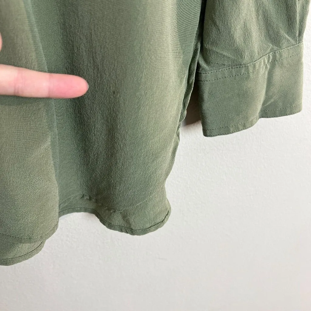 Joseph Silk Blouse Top Womens 36‎ FR 4 US Sage Green Crepe Long Sleeve Pullover - Image 7