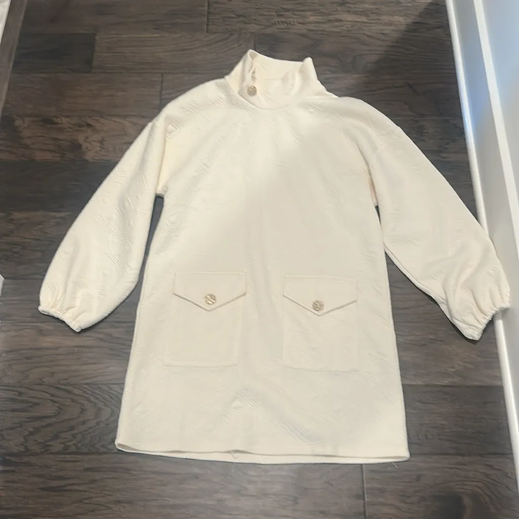 NWT THML Cream Textured Long Sleeve Dress Sz M - Image 8