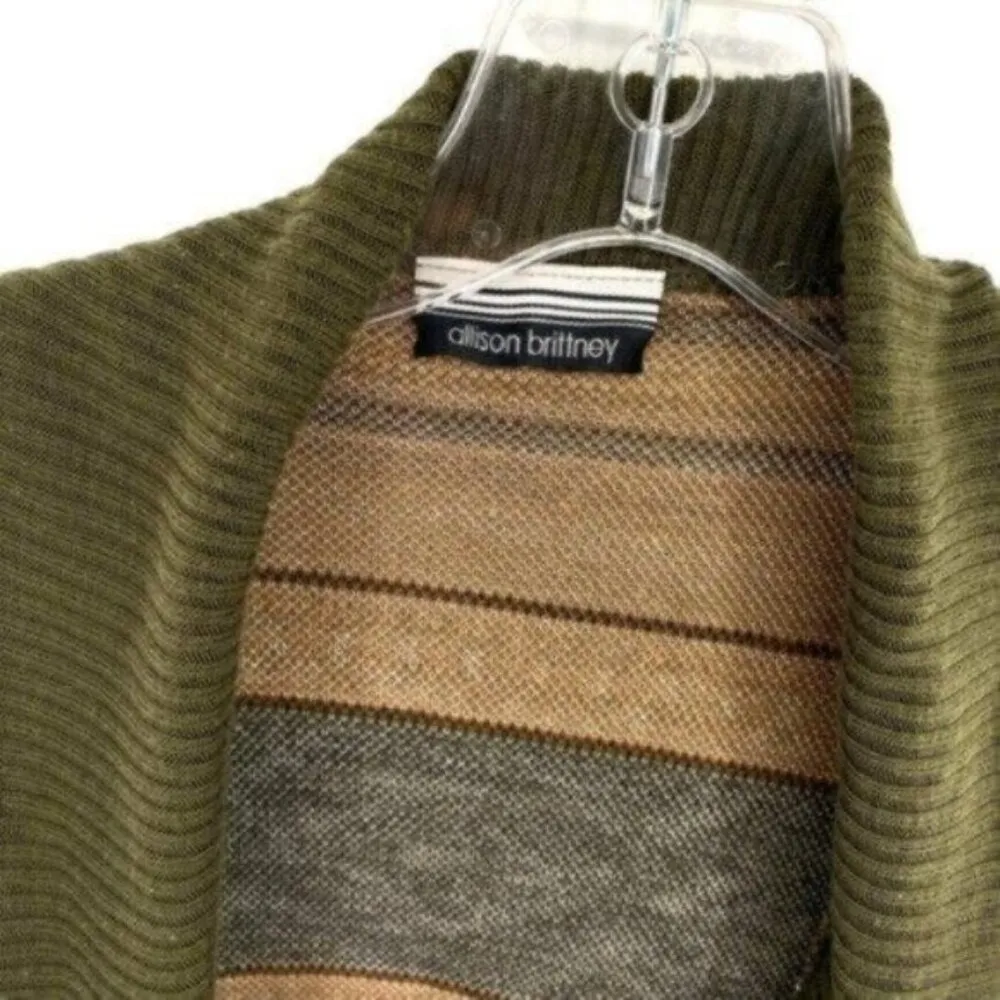 Allison Brittney Southwestern Aztec Long Cardigan Sweater Open Front Granola - Image 2