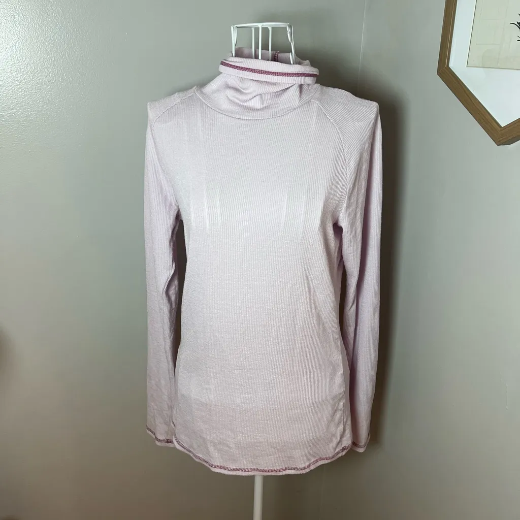 Free People Hi Hon Ribbed Turtleneck Top In Lilac Size L Stitched Intimately FP - Image 2