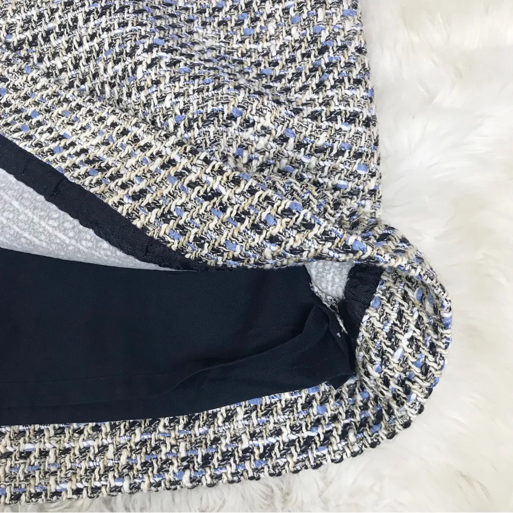 New J CREW Speckled Tweed‎ A-Line Midi Pencil Skirt Neutral Cream Gray Size 12 - Image 9