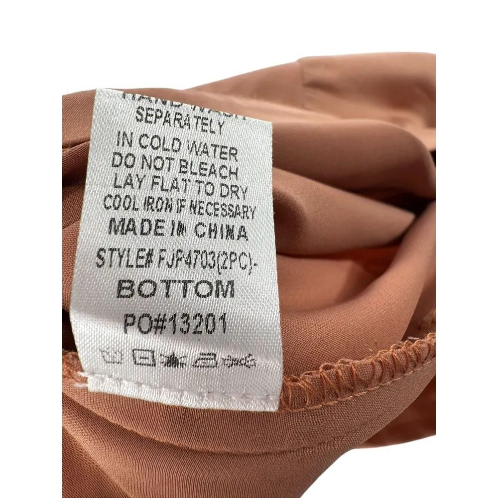 FATE 2pc Satin Cropped Wrap Blazer & Wide Leg Pant Set Brown Medium‎ Large NWT - Image 15