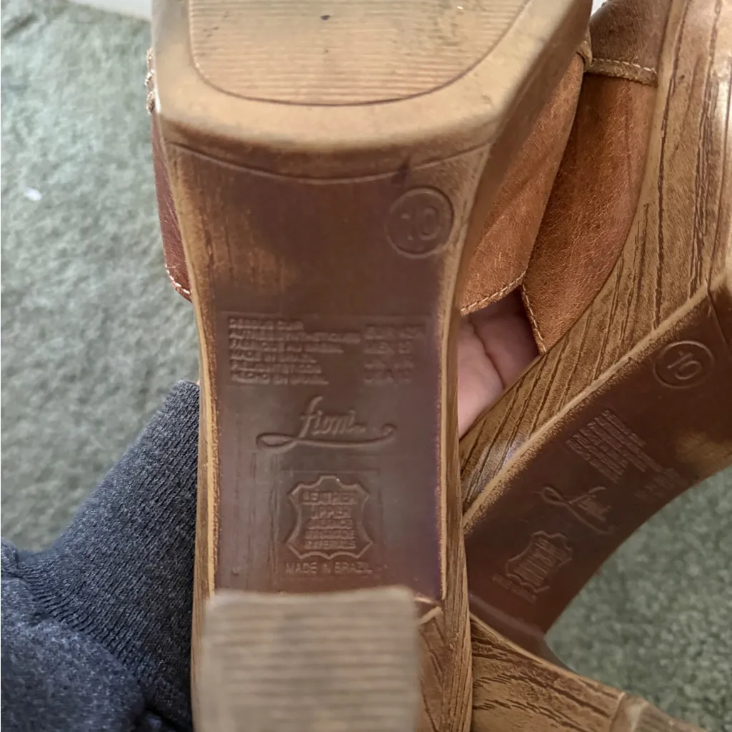 Women’s FIONI Brown sandal heels size 10 leather shoes slip on - Image 9