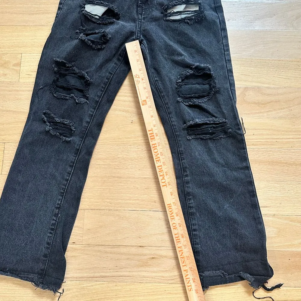 Nasty Gal Black Distressed Jeans Ripped Denim US4 UK8‎ EUR46 Grunge Punk Rock - Image 3