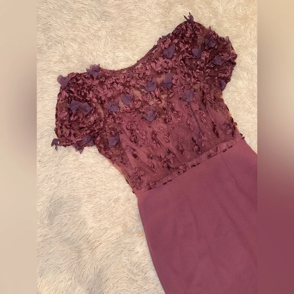 NEW Dress the Population Marianne Lace Sheath 3d floral orchid purple Dress sz L - Image 3