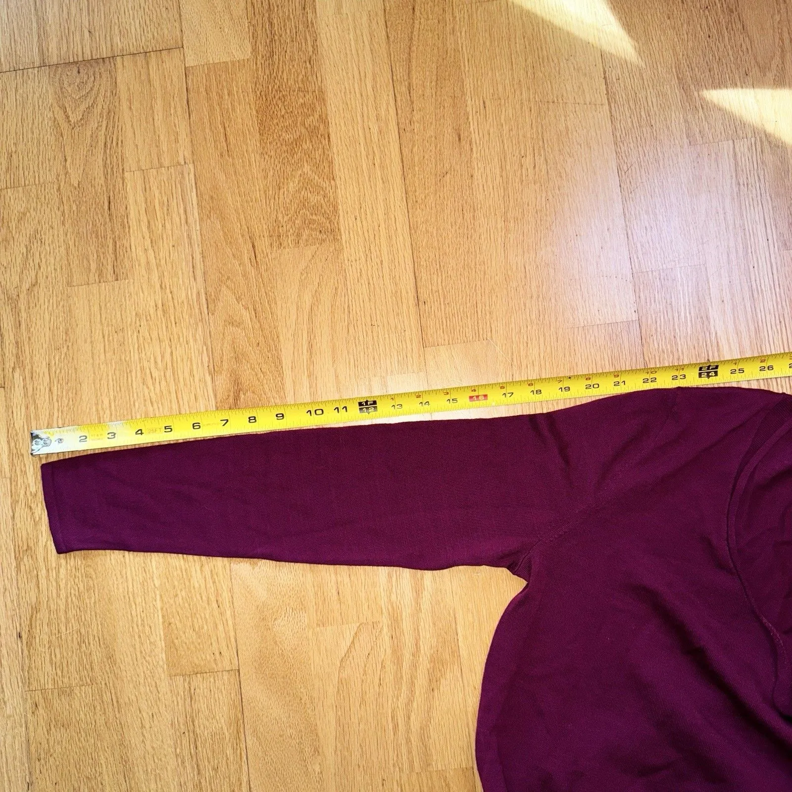 J. Jill Women's 100% Merino Wool V-Neck Long Sleeve Pullover Sweater Burgundy S - Image 9