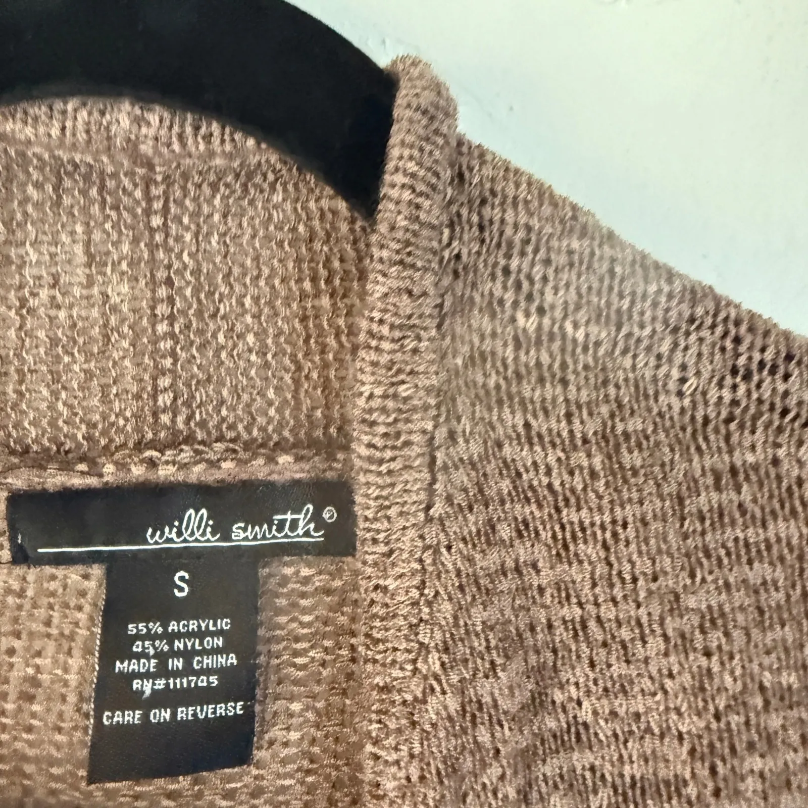 Willi Smith Brown Knit Cardigan SweaterCrochet Size S Boho Western Festival - Image 4