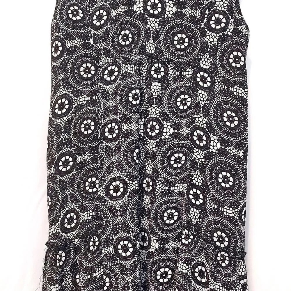 AS U WISH Black and White Floral Lace Pattern V-Neck Sleeveless Flowy Tank Dress - Image 8