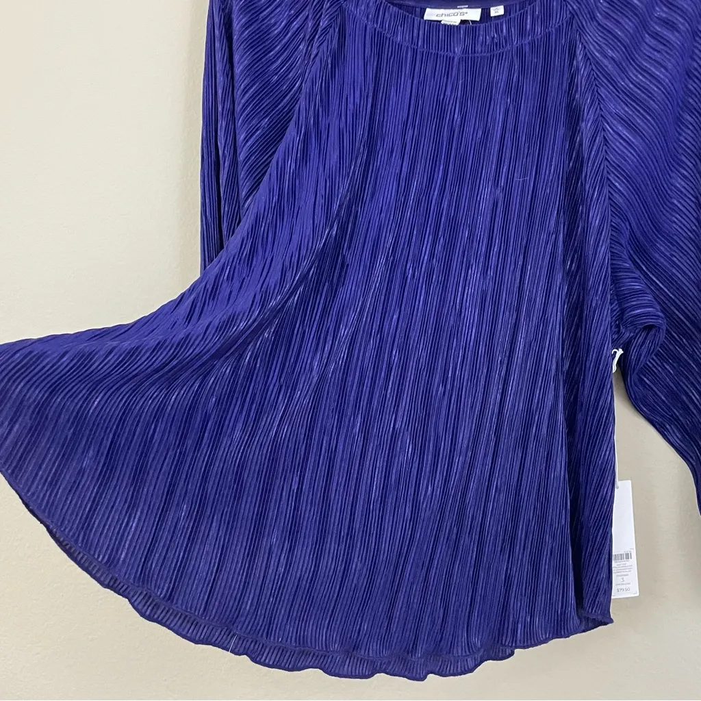 NWT Chico’s Metallic Crinkle Knit‎ Top in Florentia Plum Size 3/XL - Image 6