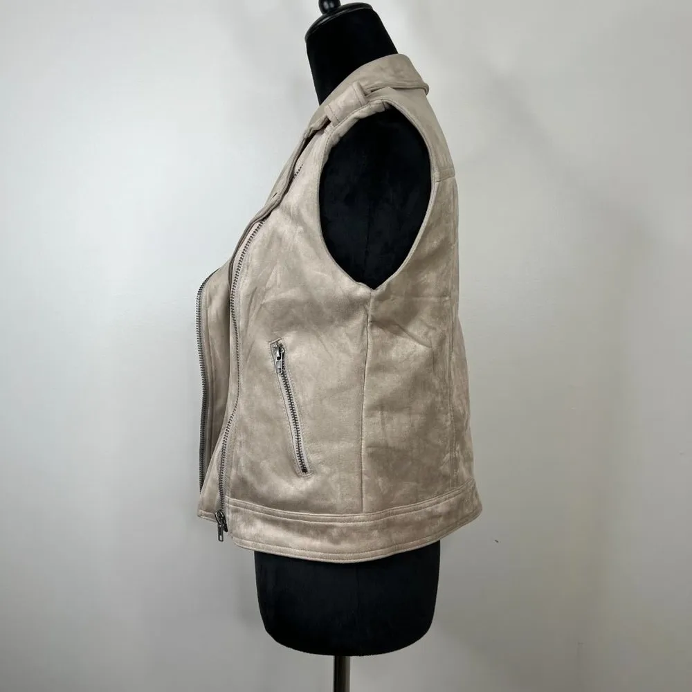 Philosophy Faux Suede/Leather Zip Front Vest Size Small - Image 2