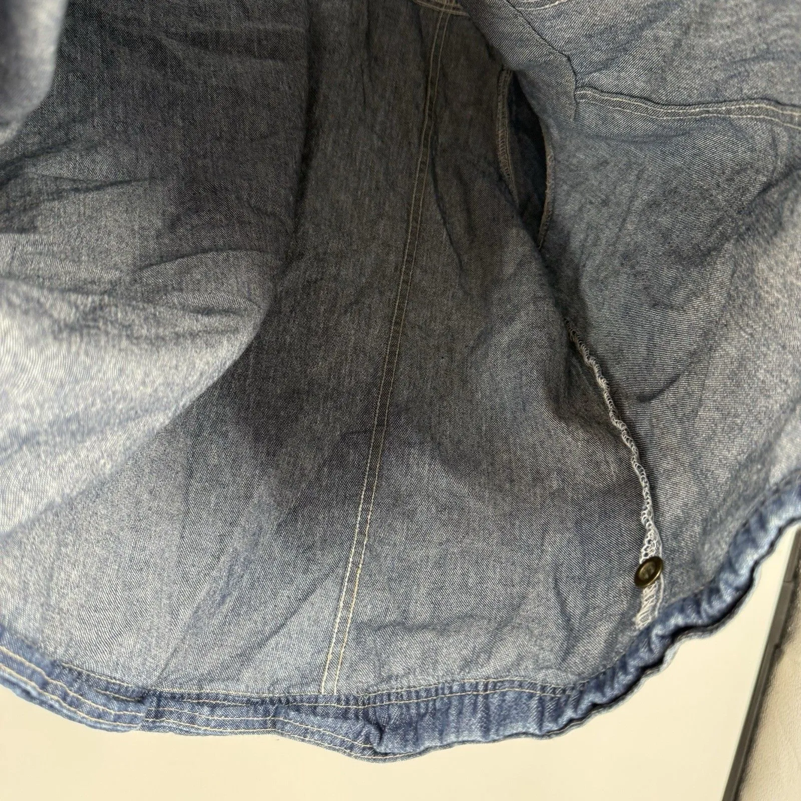 Capacity Vintage Lightweight Cotton Denim Button Front Jacket Top Size XL Plaid Blue - Image 6