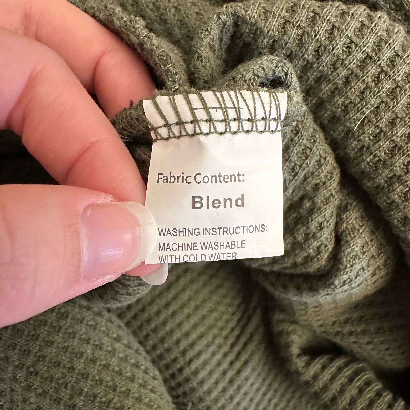 Olive Green‎ Waffle Knit Button - Image 4