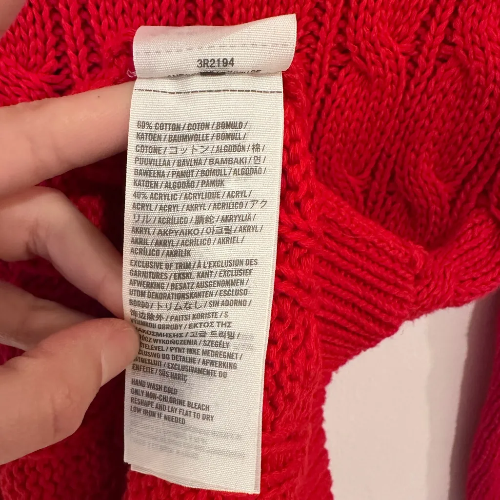Hollister Chunky Cable Knit Y2K Red Sweater Women’s Size X-Small Red Classic - Image 5