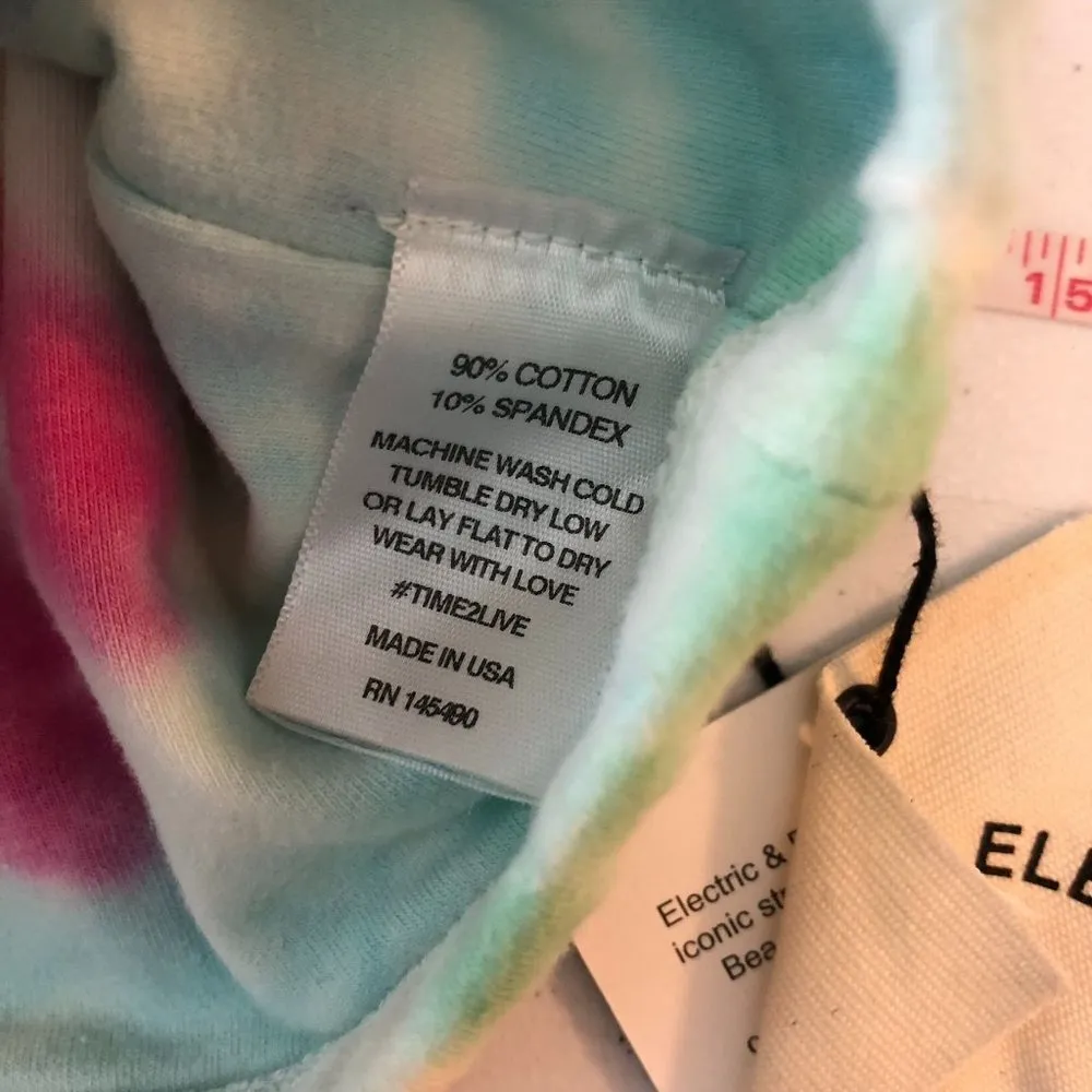 Electric & Rose Sports Bra Crop Top Racerback Tie Dye Colorful Pink Yellow XS - Image 4