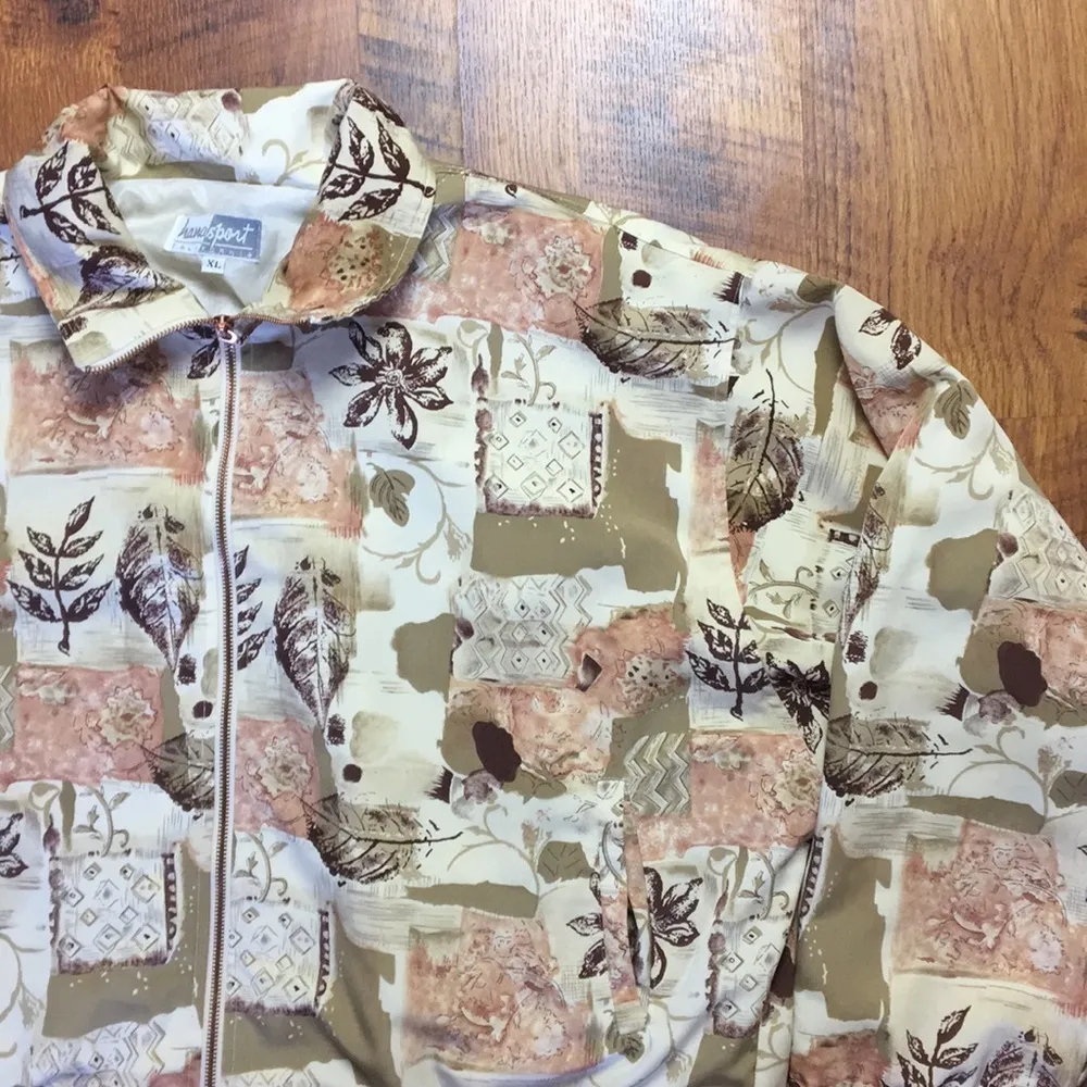 VINTAGE MICROFIBER FLORAL FUNKY PRINT SPORTS JACKET Pink Size XL - Image 2