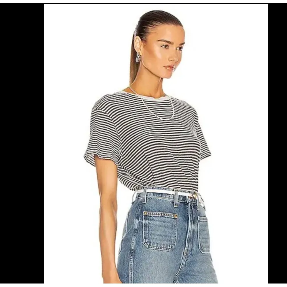 Nili Lotan Brady Tee Gray Black White‎ Striped Tee T - Image 3