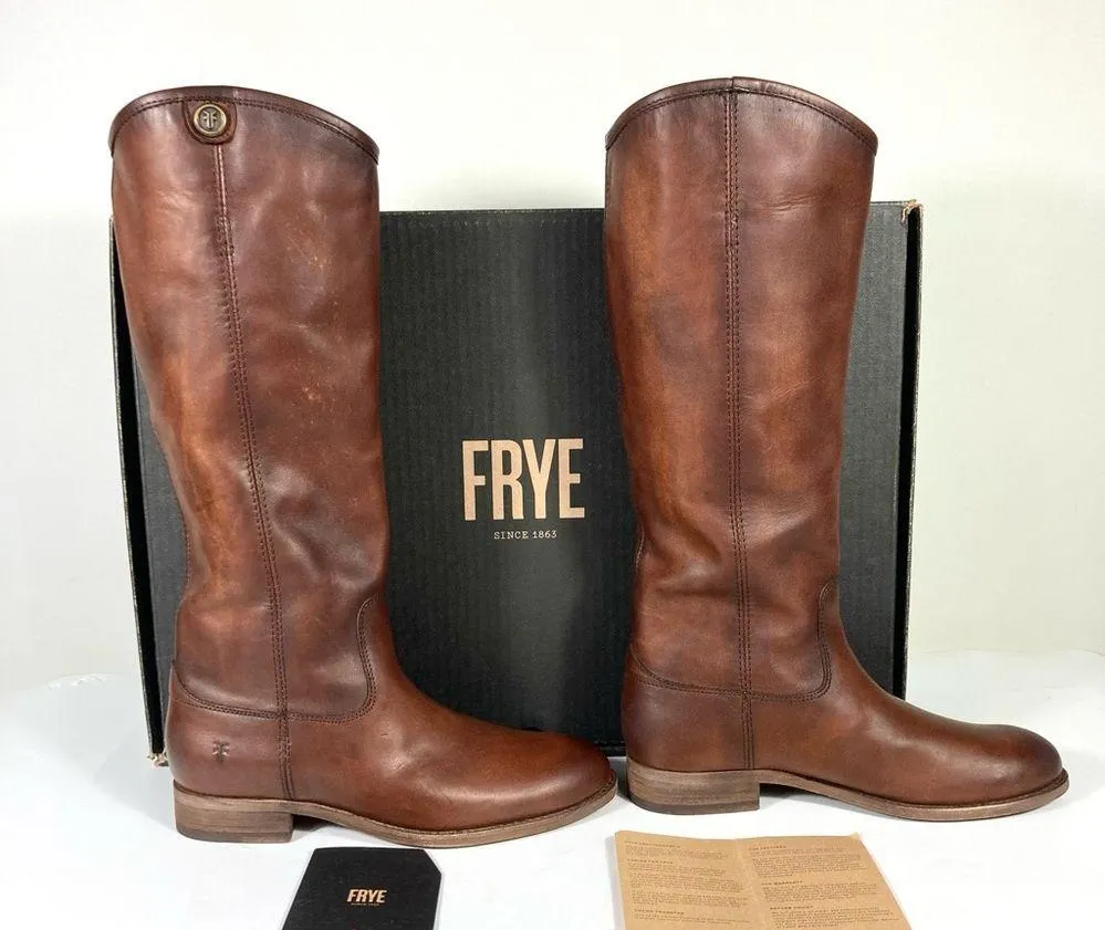 Melissa Button 2 Knee High Boots Cognac Size 6 NEW - Image 2