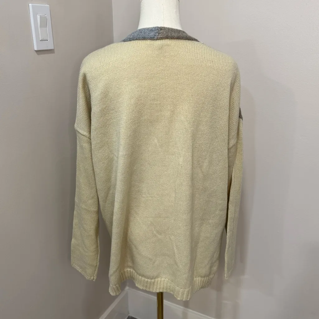 Maurice's Patchwork Cable Knit Cardigan‎ Sweater Medium Brown - Image 3