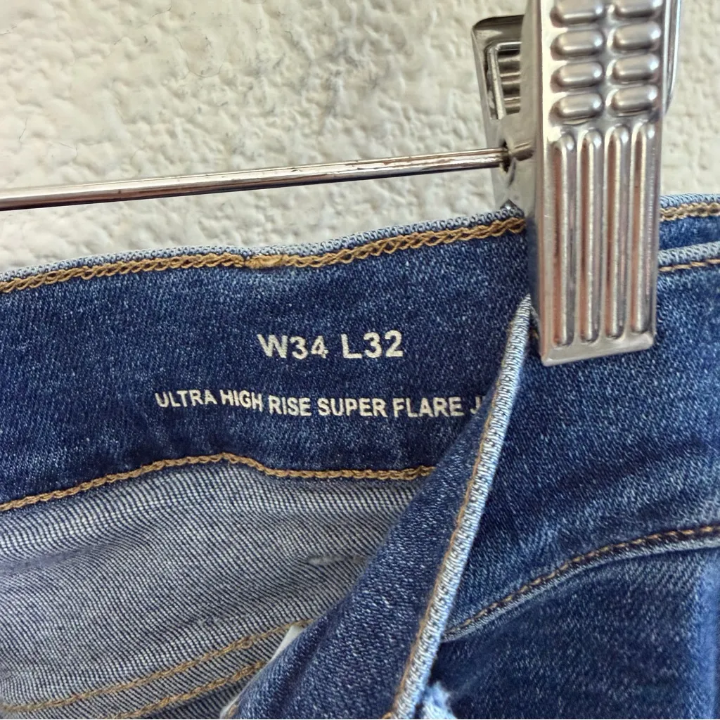 Boden Ultra High Rise Super Flared Jeans Women’s Size 34 Blue - Image 5