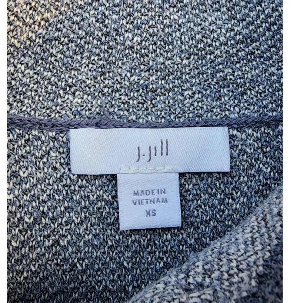 J Jill Patchwork Jacquard Topper Cardigan Azure Heather Multi XS SAMPLE - Image 3