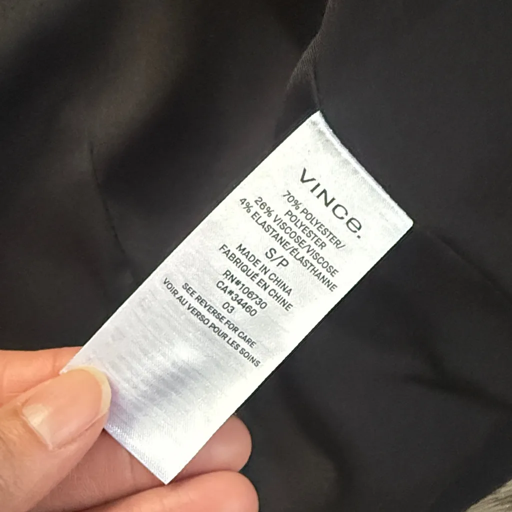 Vince Classic Black Blazer Double Breasted Relaxed Fit Viscose Blend Size Small - Image 5