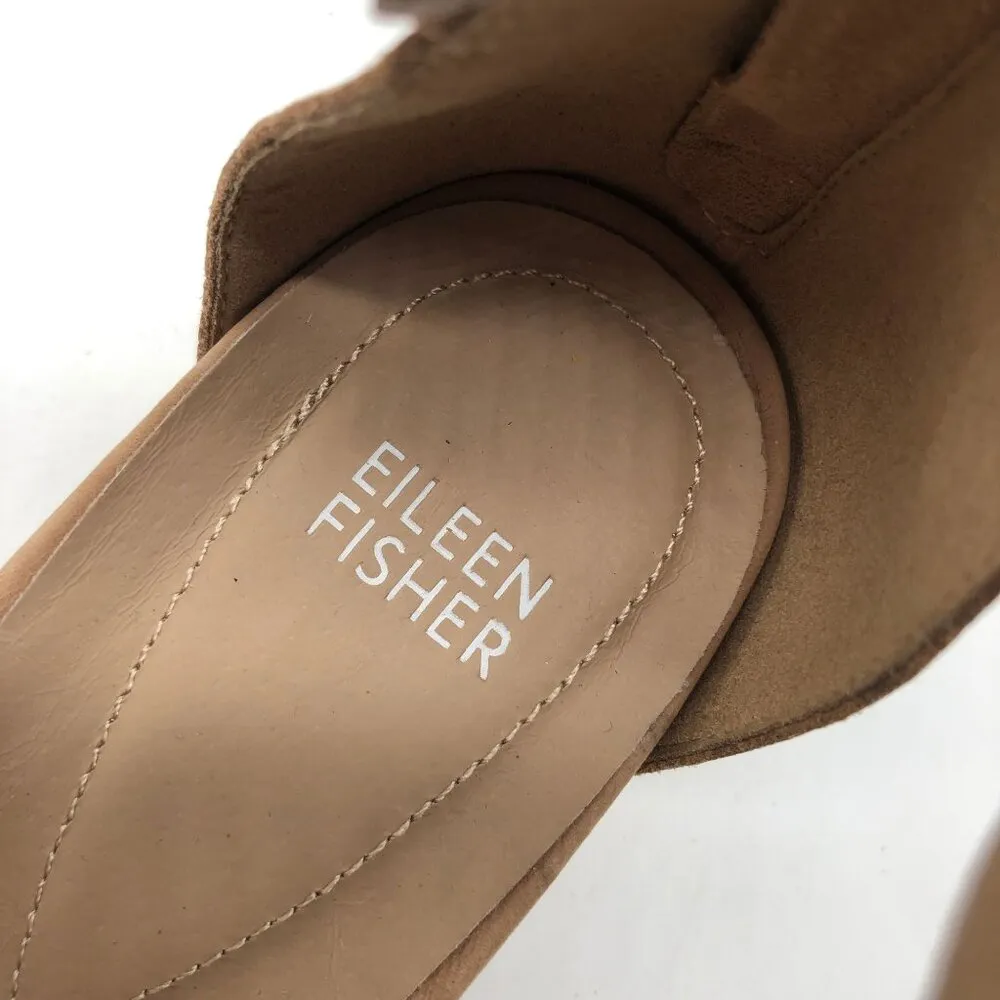 Eileen Fisher Womens Tan Nubuck Platform Sandals With Crisscross Straps Size 10 - Image 10