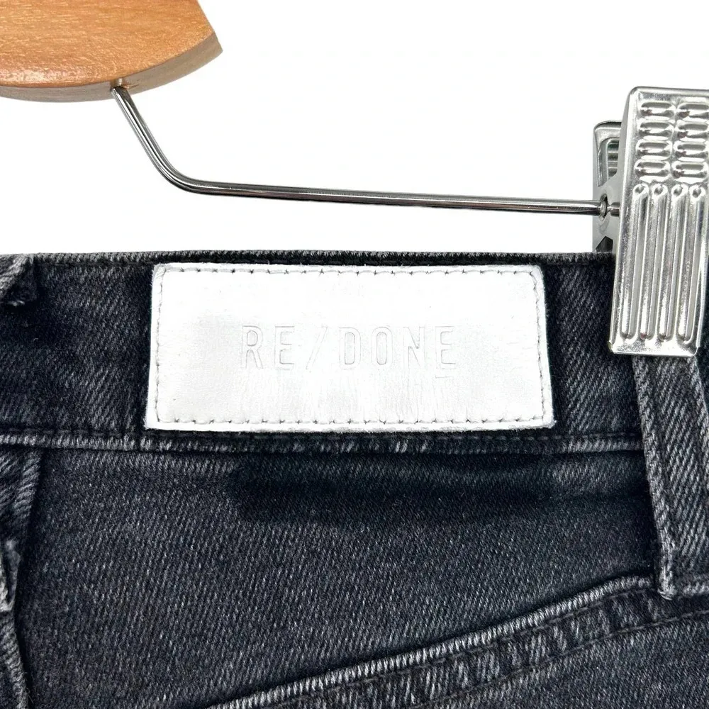 Re/Done Originals 70s Stove Pipe Jeans Faded Coal With Rips Size 23 - Image 11
