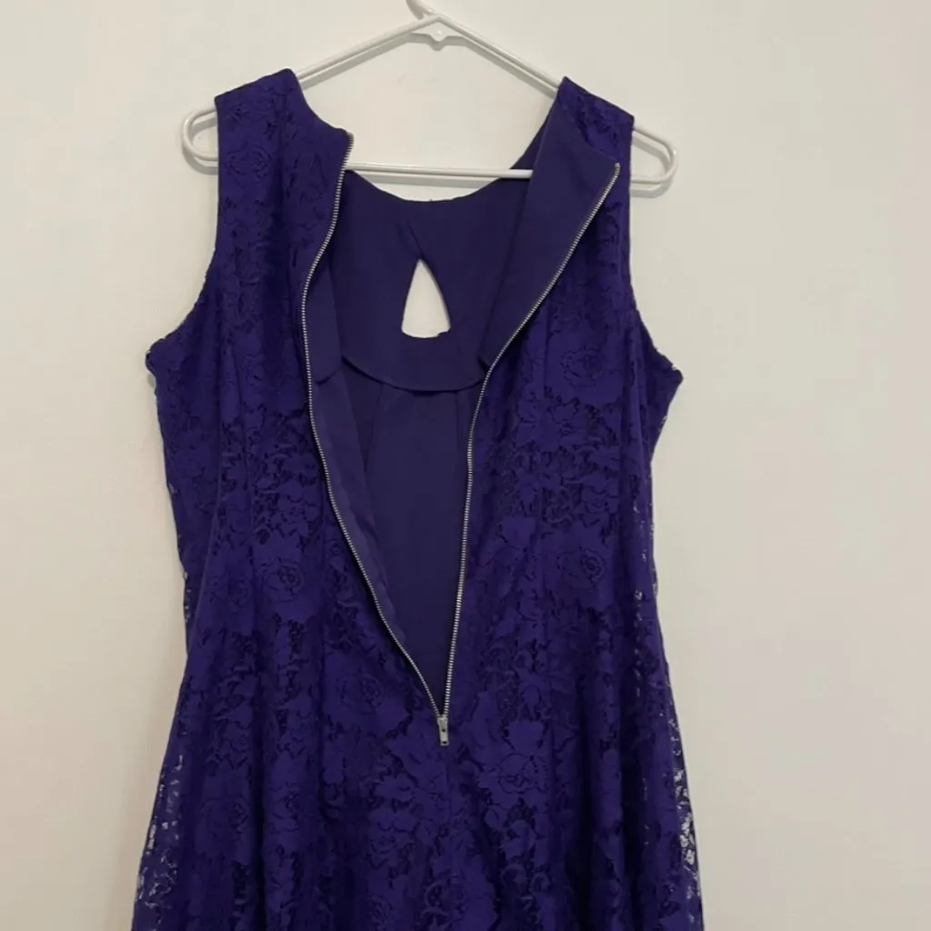 DANNY & NICOLE Sleeveless Lace Fit & Flare Dress Dark Purple Party Wedding Work - Image 13
