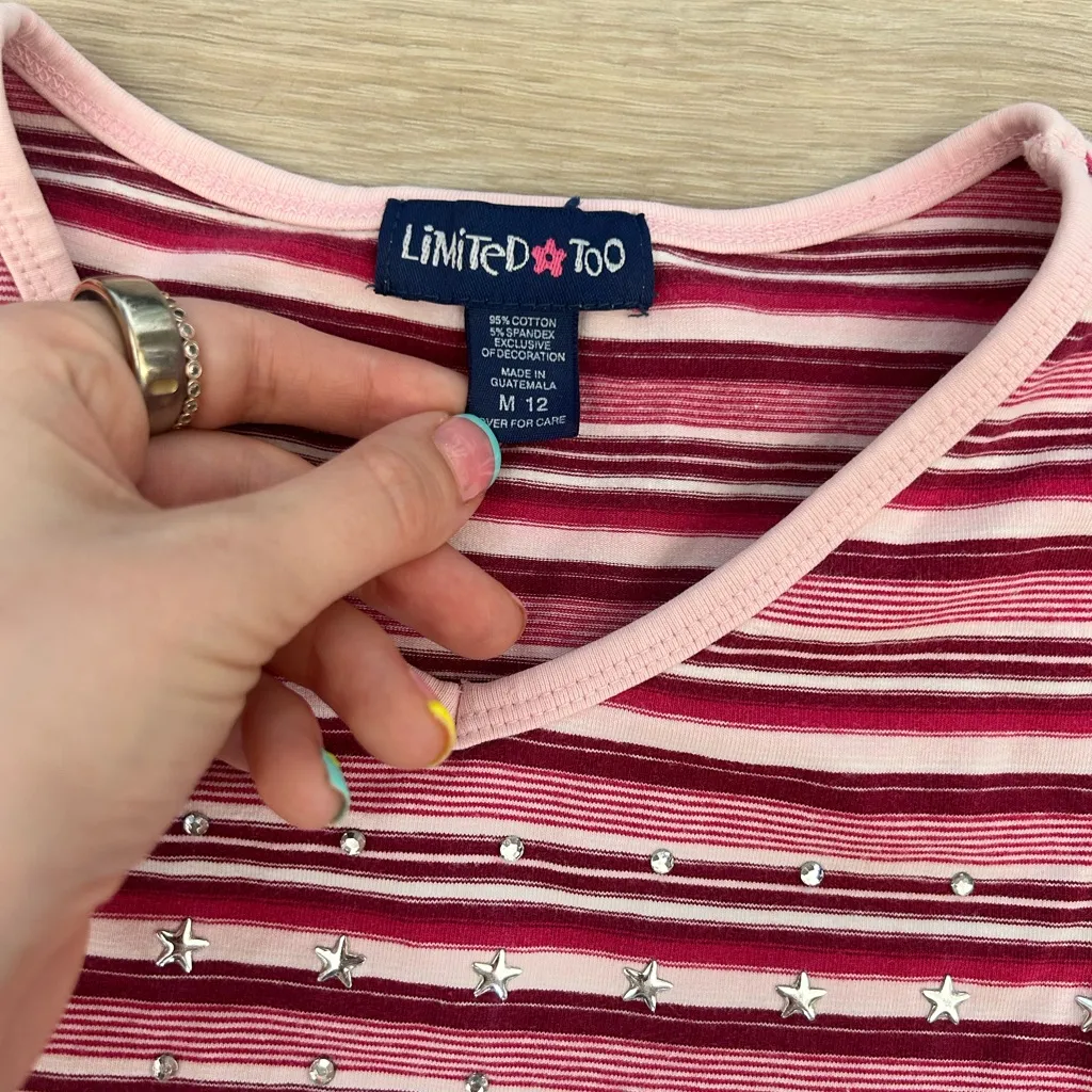 Limited Too Rhinestone Striped Tank Top Kids M (Fits XS/S) Y2K Style - Image 5