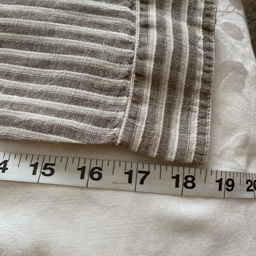 Chico’s Linen Snap up Beige and White Striped Long Sleeve shirt  S - Image 2