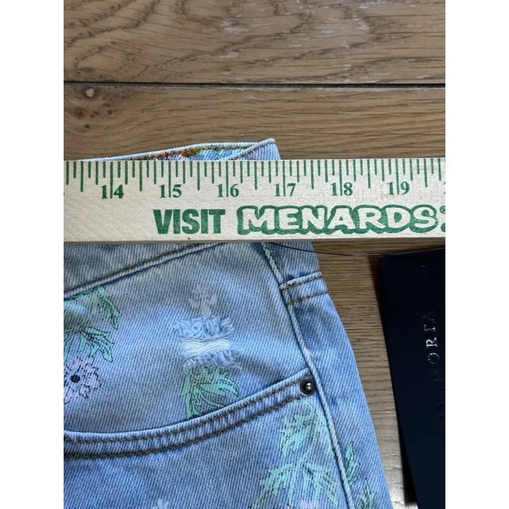 NWT Saint Morta Denim Jean Shorts Size 34 Floral Distressed Cotton Boho Hippie Blue - Image 4