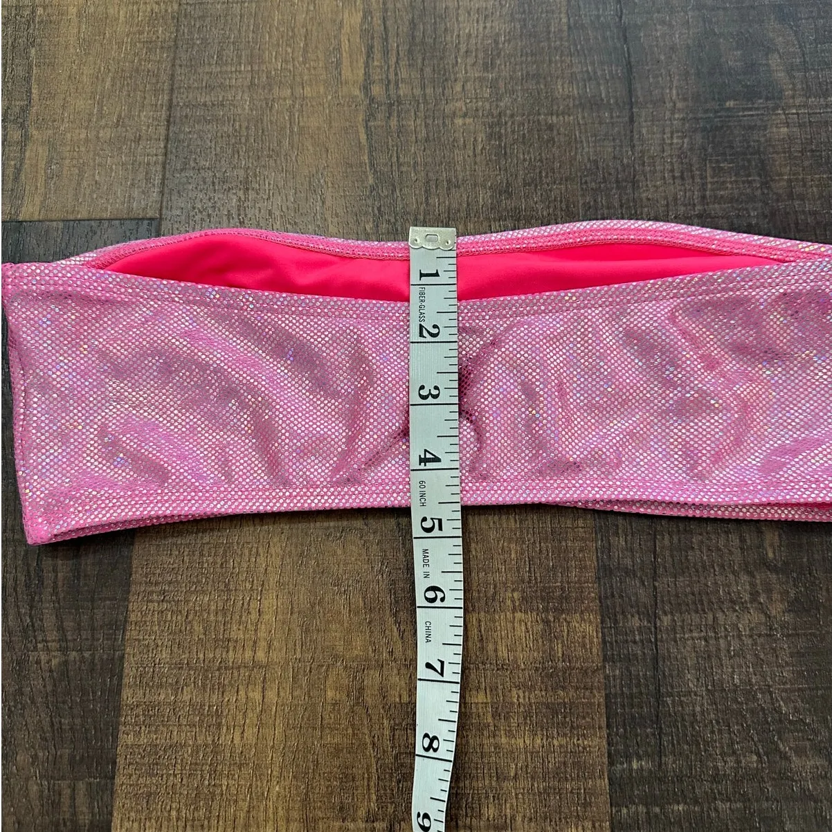 Dippin Daisy Metallic Pink Bandeau Bikini Swim Top Women’s Medium - Image 10