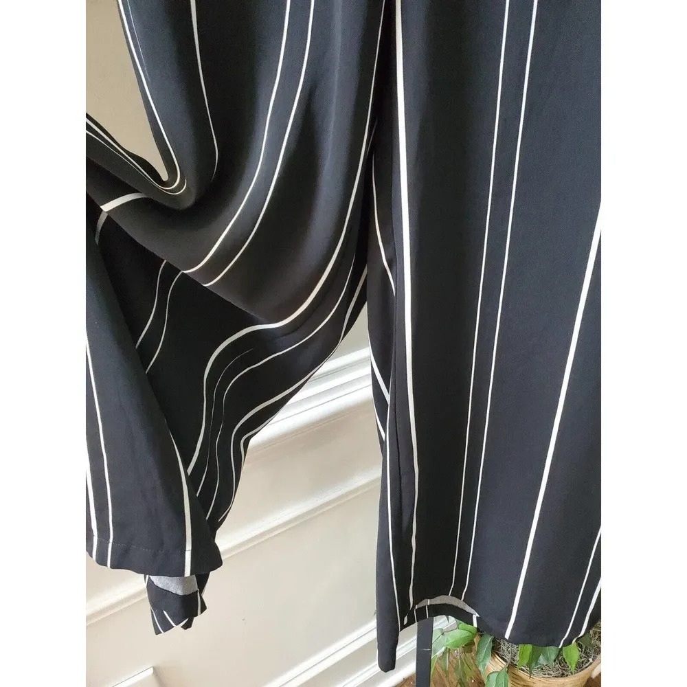 Coco Bianco Womens Black White Striped 100% Polyester Back Zipper Pants Small - Image 6