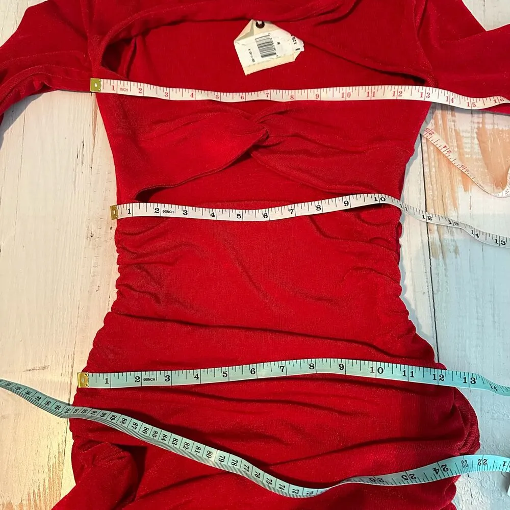 SER.O.YA Eden Cut Out Midi Dress Size Medium Red - Image 7