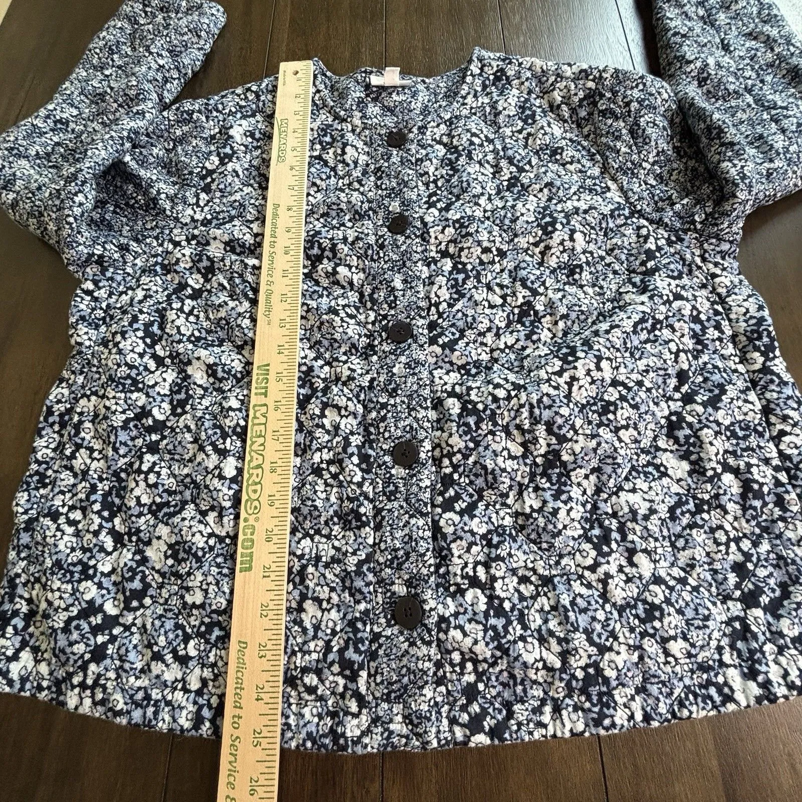 J. Jill Women's Quilted Jacket Blue Floral Boho Cottagecore 100% Cotton XL - Image 4