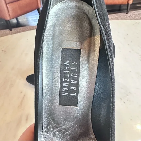 Stuart Weitzman 90s Square Pointed Toe Chunky Heel Black Pumps High‎ Heels - Image 3