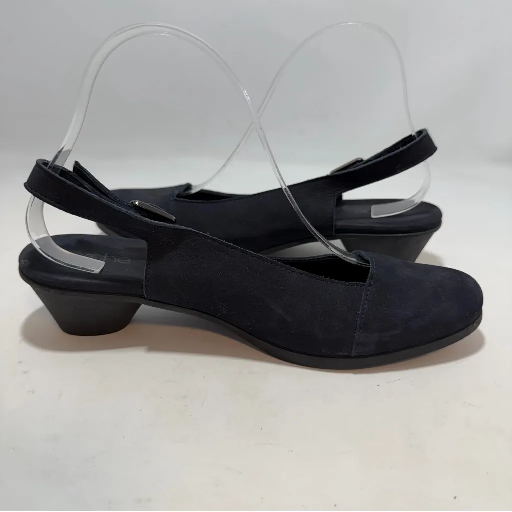 arche slingback low heels black nubuck leather size 39 US 8 closed toe - Image 5