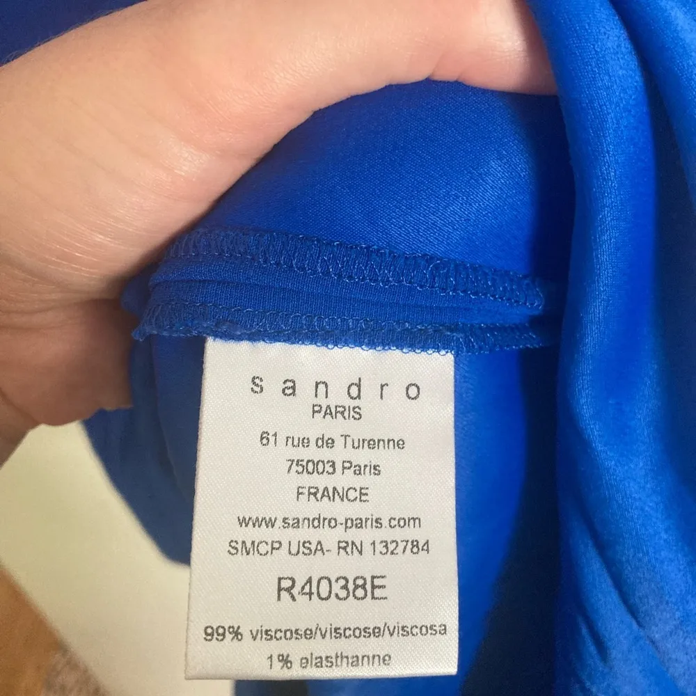 Sandro Blue V-Neck Mini Dress Size 1 (US 4) - Image 4