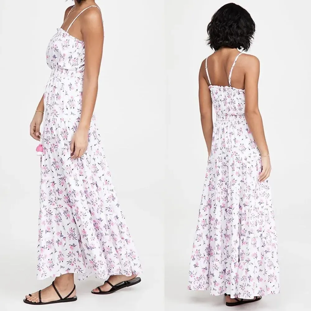 Playa Lucila Tiered Floral Maxi Dress size XS White - Image 3