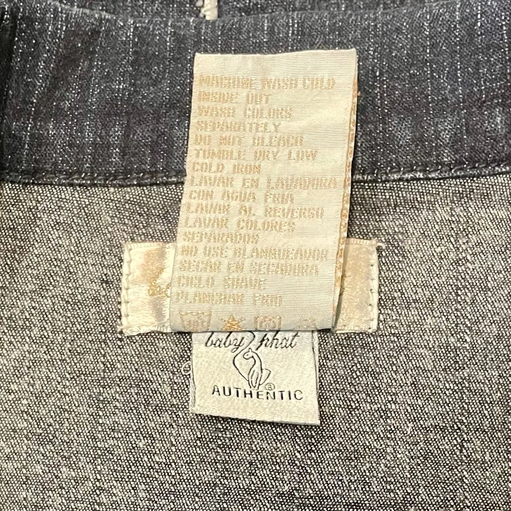 Baby Phat Vintage Tailored Cropped Denim Jacket w/ Embroidery & Scallop Hem - Image 6