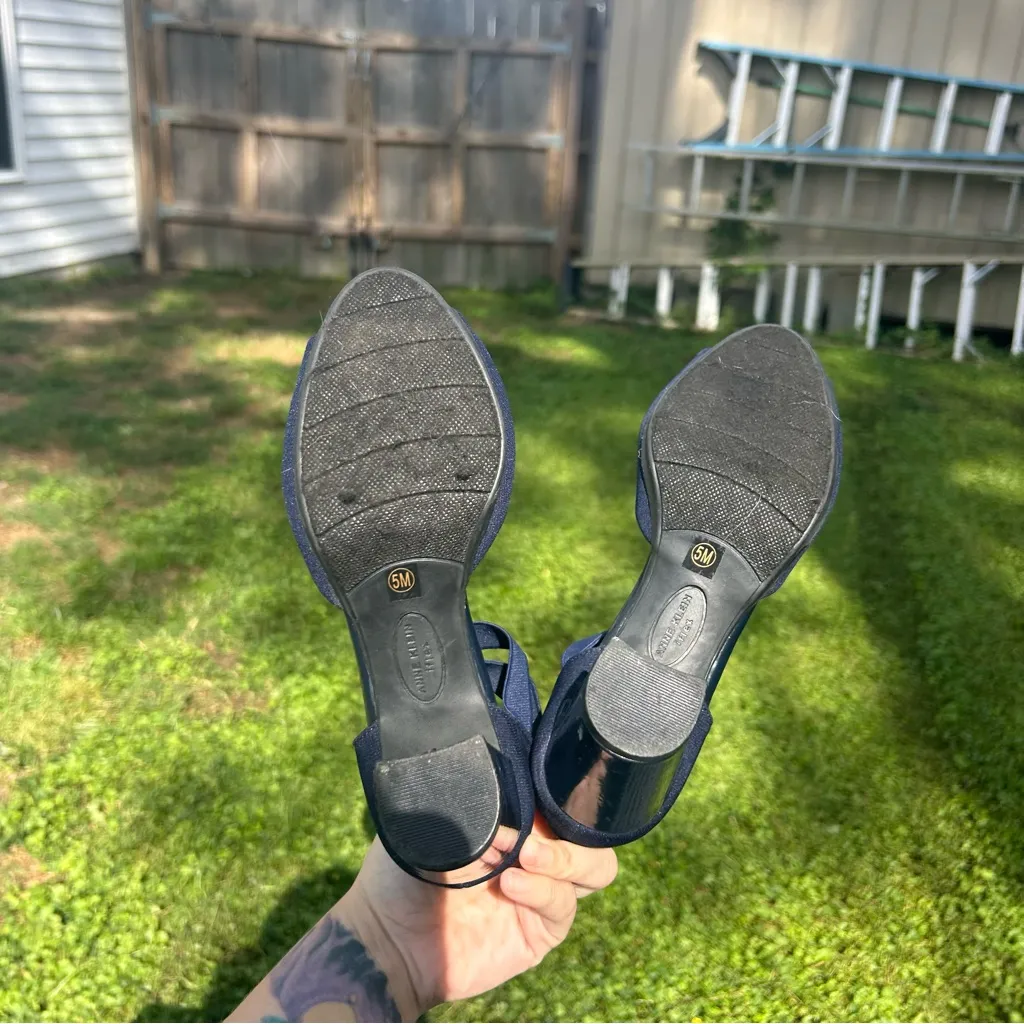 Anne Klein‎ Womens Size 5 Cecily Navy Blue D'Orsay Heels Pumps Shoes - Image 8