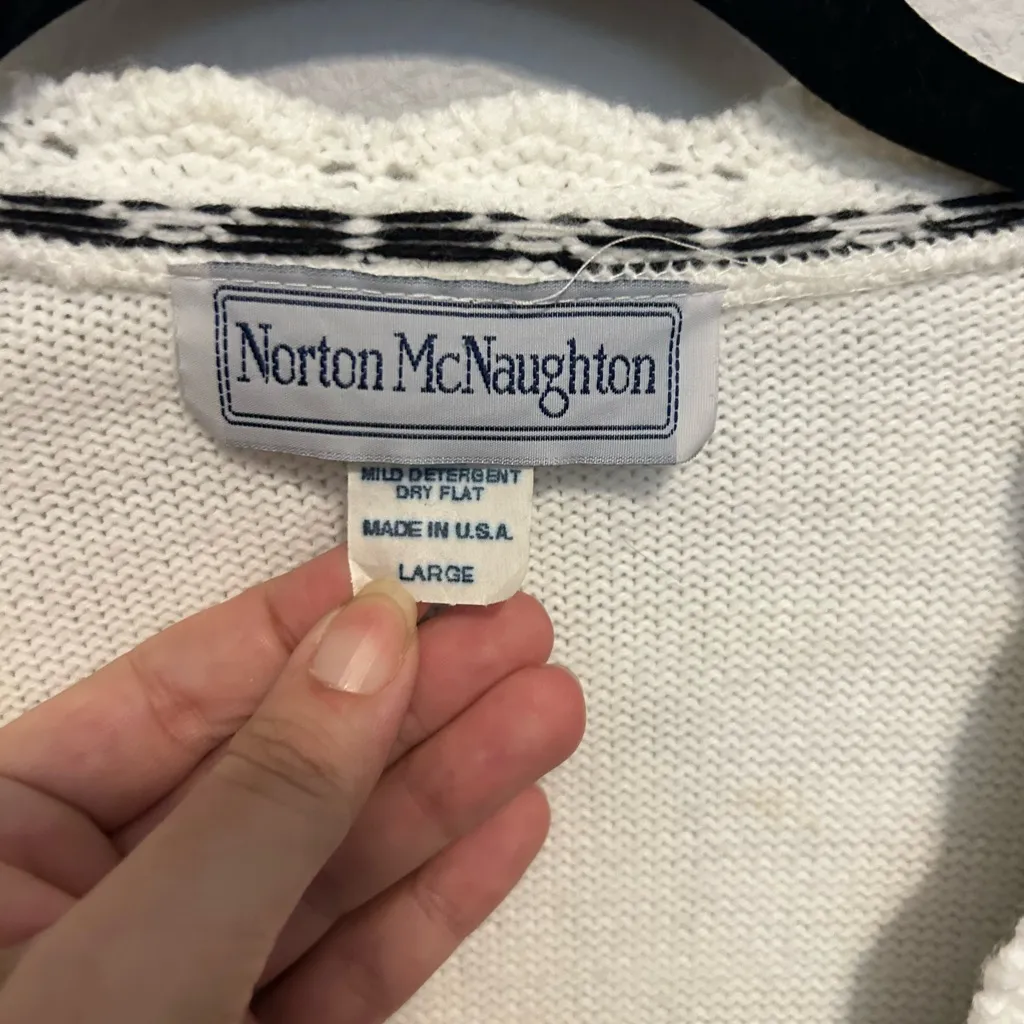 Norton mcnaughton vintage white floral embroidered sweater size large nwt - Image 3
