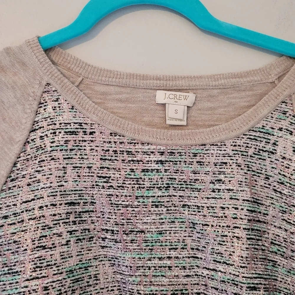 J. Crew Factory Tan Metallic Detail Short Sleeve Sweater - Image 2